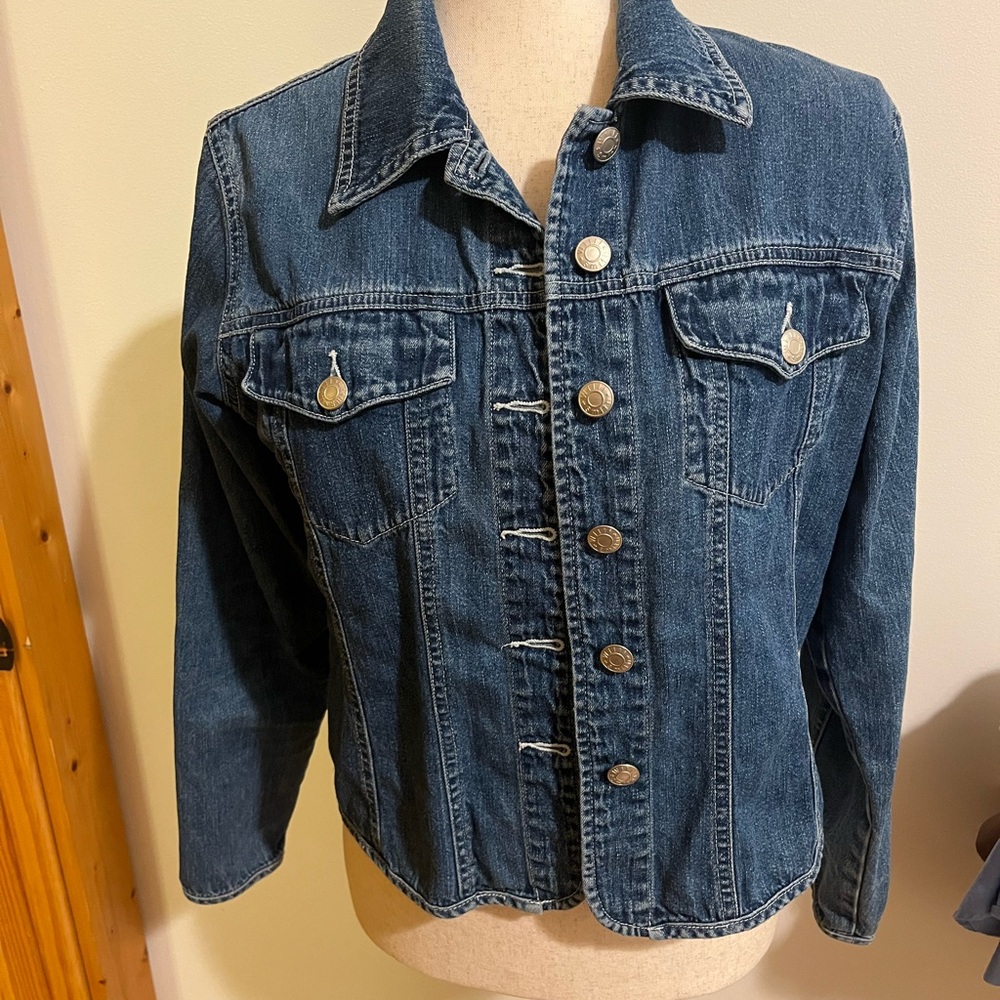 Willi Smith Blue Fitted Jean Jacket with Contrast Stitching - Picture 3 of 6